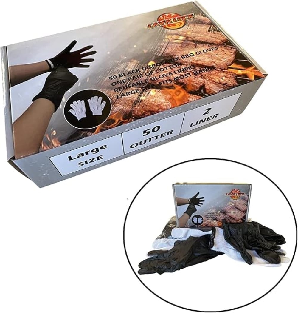 Guantes de cocina de nitrilo negros grandes/extra grandes LAVALOCK 25 pares - Talla LL-GLV50N2L