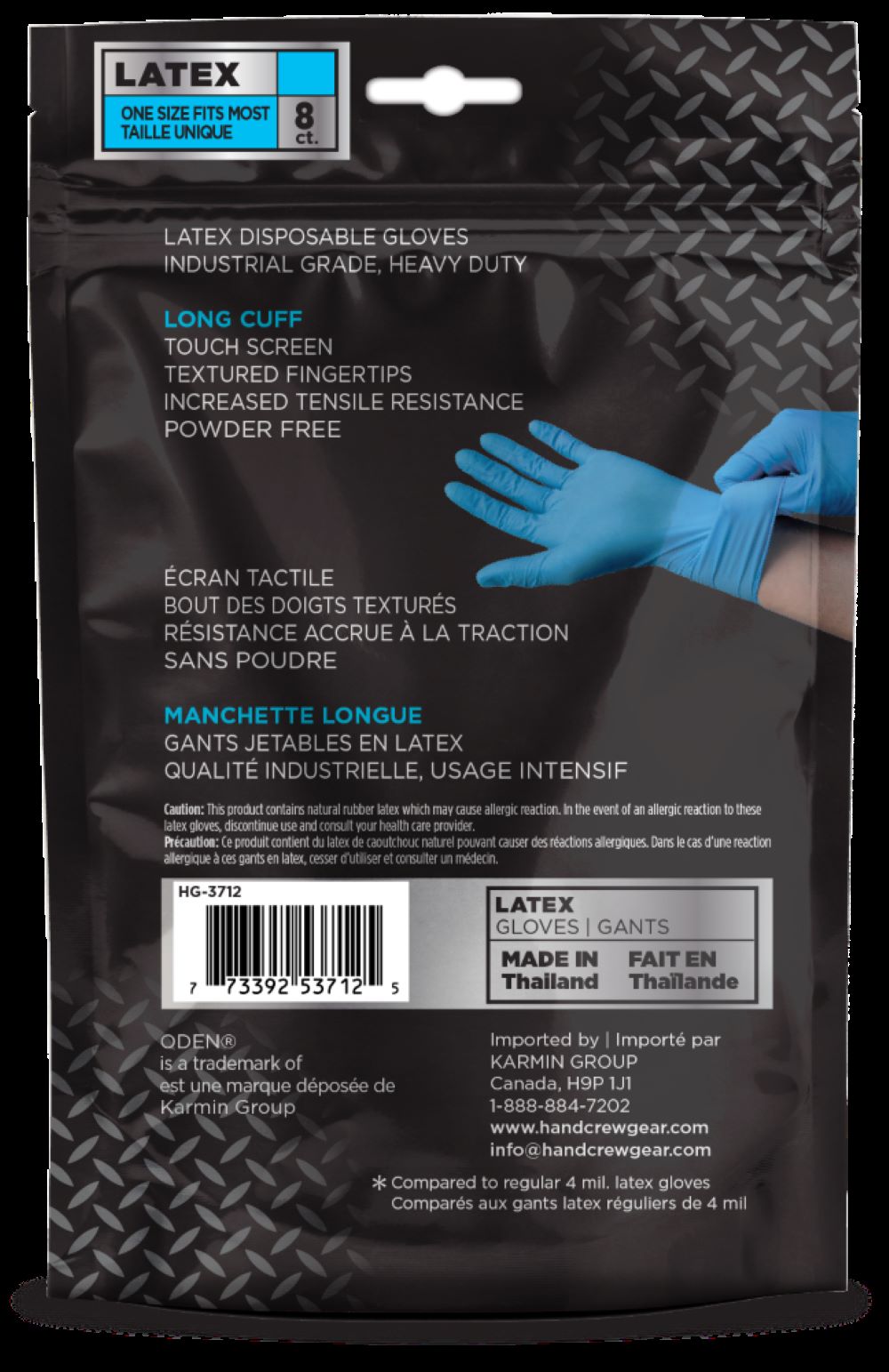 ODEN: Talla única Azul de Látex 4 pares HG-3712