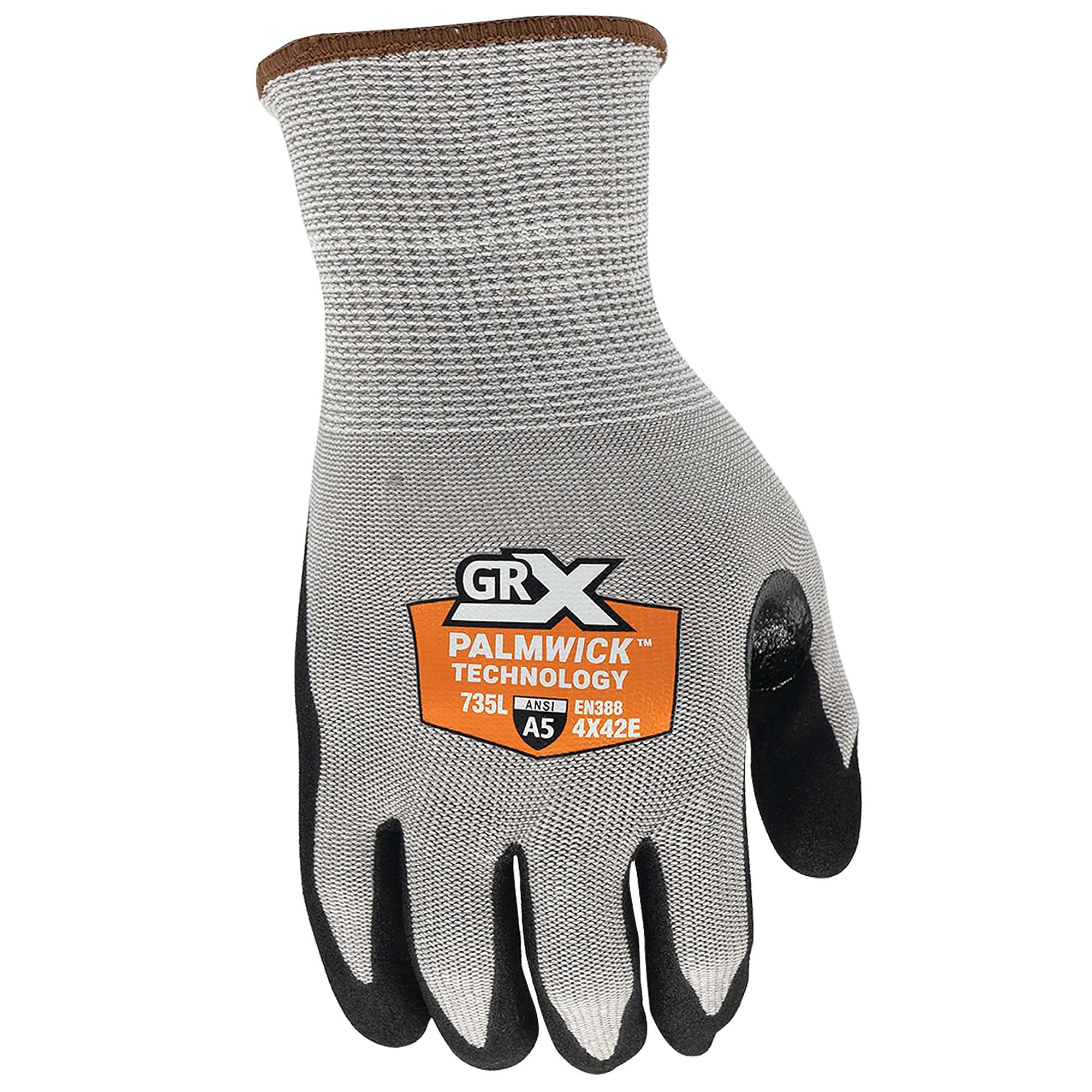 GRX Guantes Grandes Grises de Nitrilo con recubrimiento de Nitrilo - 1 Par
