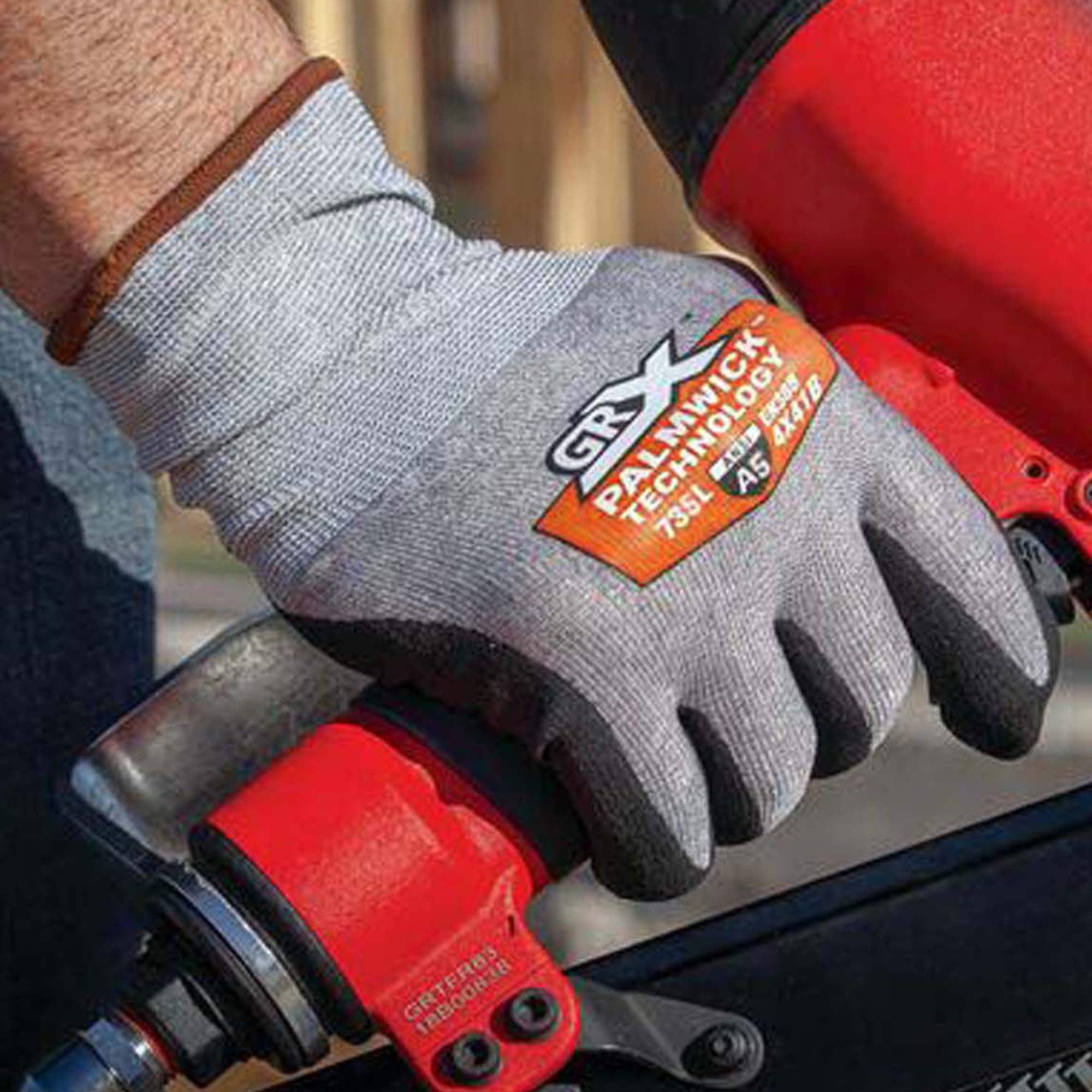 GRX Guantes Grandes Grises de Nitrilo con recubrimiento de Nitrilo - 1 Par