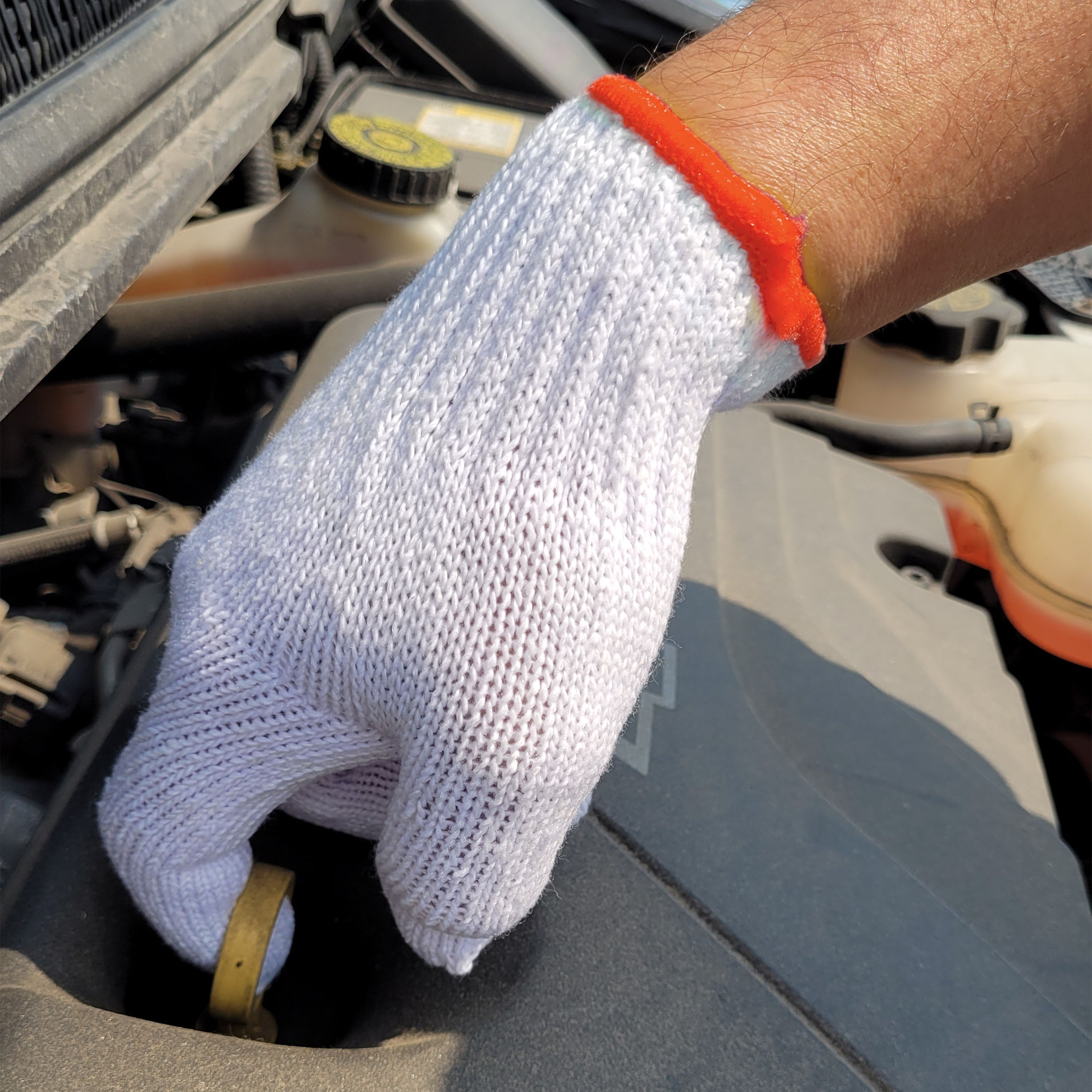 Guantes de construcción de poli/algodón blancos HandCrew Talla única - 12 pares