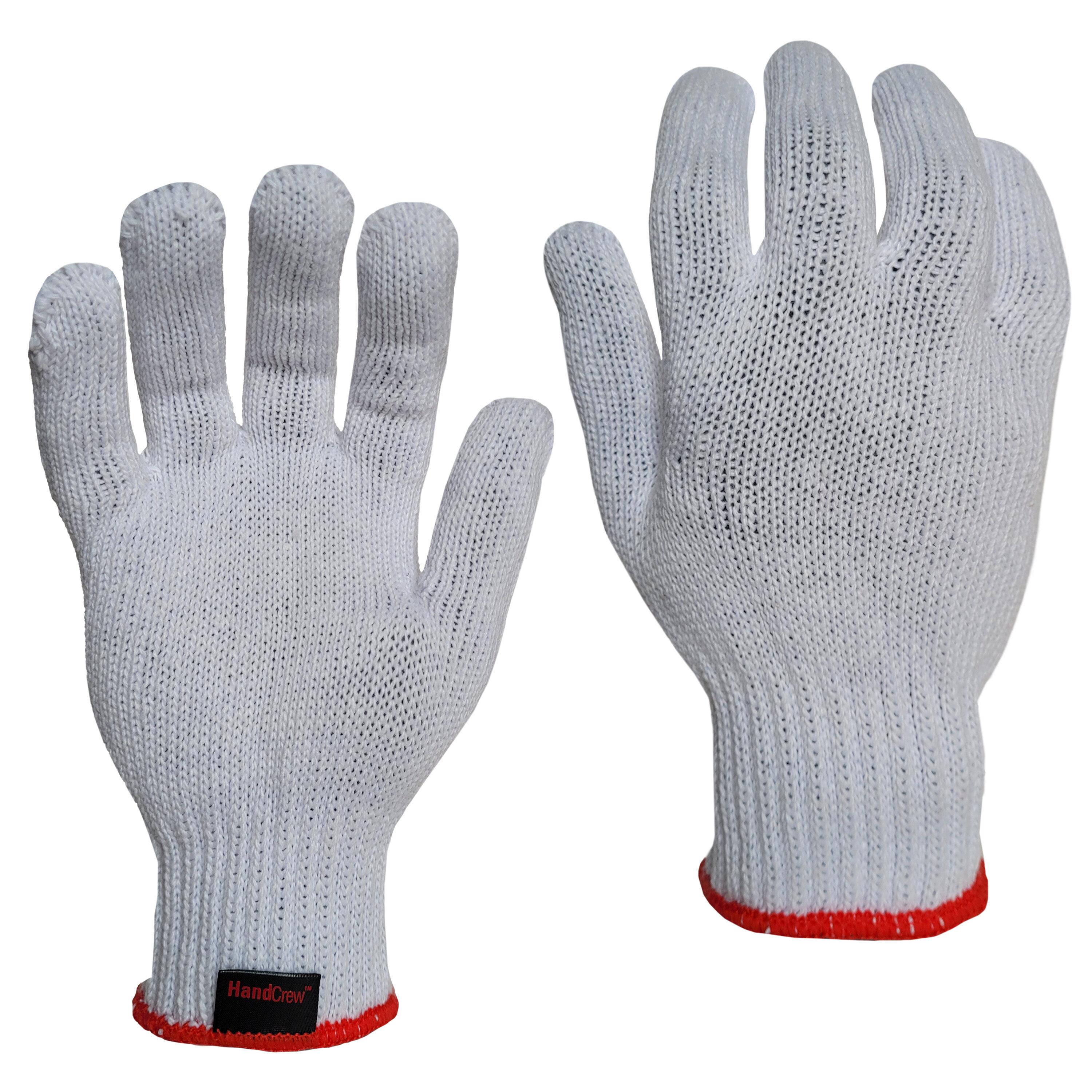 Guantes de construcción de poli/algodón blancos HandCrew Talla única - 12 pares