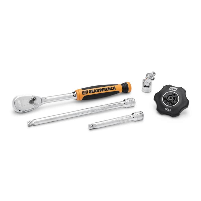 Set de herramientas para mecánicos GEARWRENCH de 52 piezas, estándar y profundo de 1/4 de pulgada con 90 dientes y 6 puntos SAE/Métrico - 85867