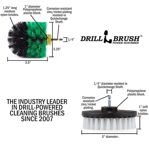 Cepillo taladro Power Scrubber de Useful Products 5 pulg. ancho 5 pulg. largo, Variedad - S-W5GO-QC-DB