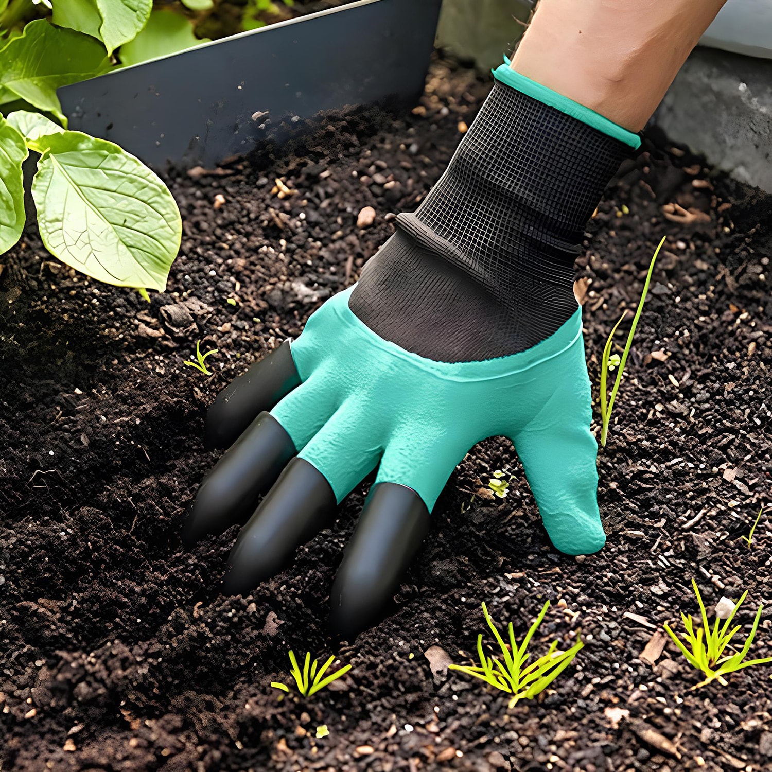 Guantes de látex verde sumergidos en látex, talla única, para uso diario - TEAL-1PAIR