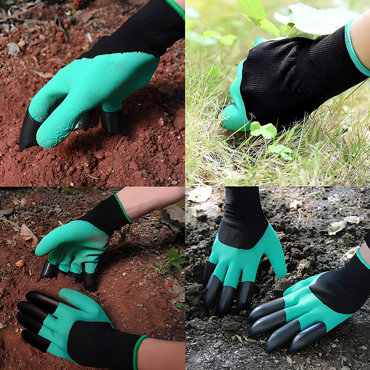 Guantes de látex verde sumergidos en látex, talla única, para uso diario - TEAL-1PAIR