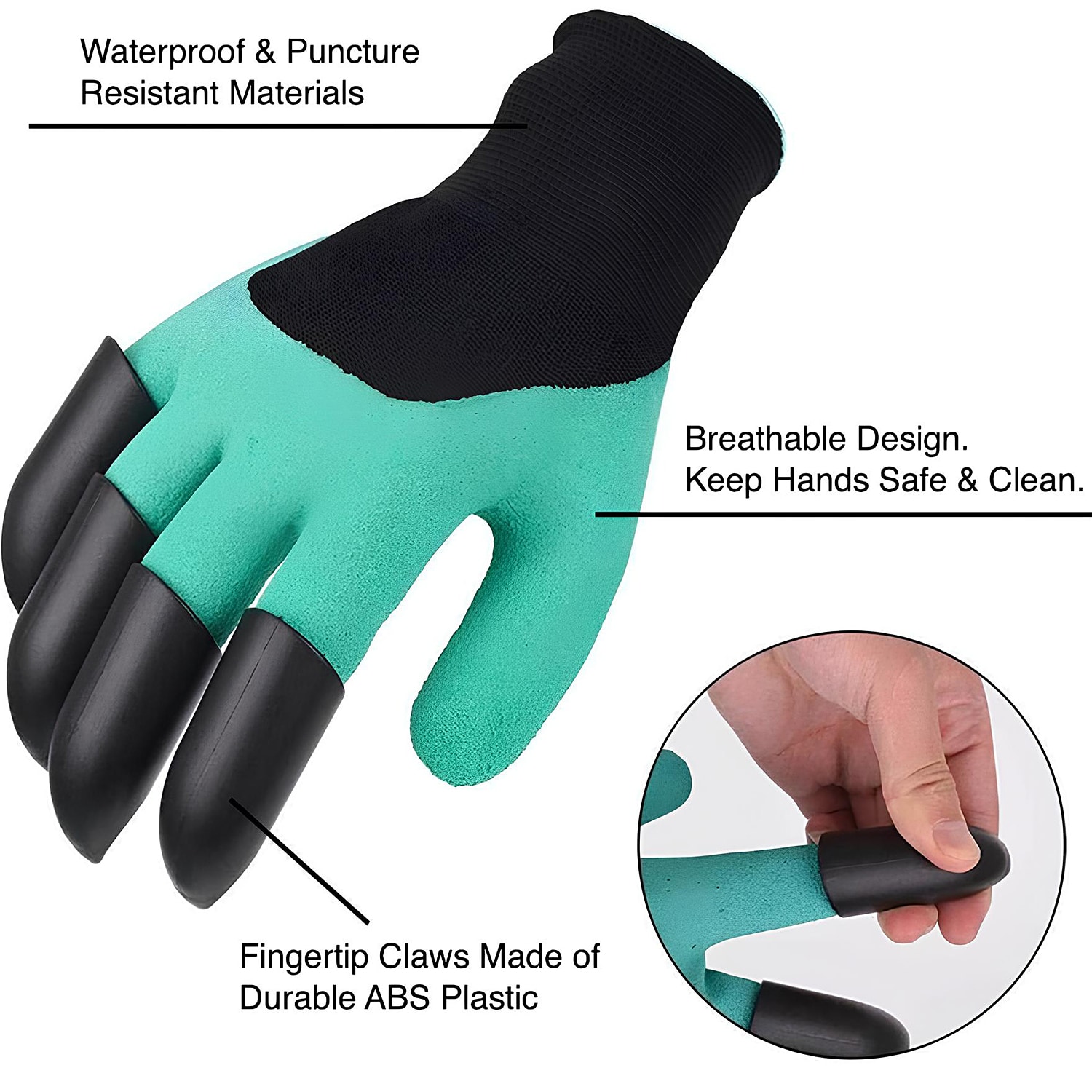 Guantes de látex verde sumergidos en látex, talla única, para uso diario - TEAL-1PAIR