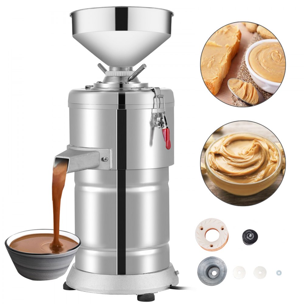 VEVOR Commercial Peanut Sesame Grinding Machine, 15000g/h Stainless Steel peanut butter machine, 110V Grinder Electric Perfect for Peanut Sesame Walnut Butter, 11.80 x 28.00 x 11.80 in, Silver - HSJJ110Y000000001V1