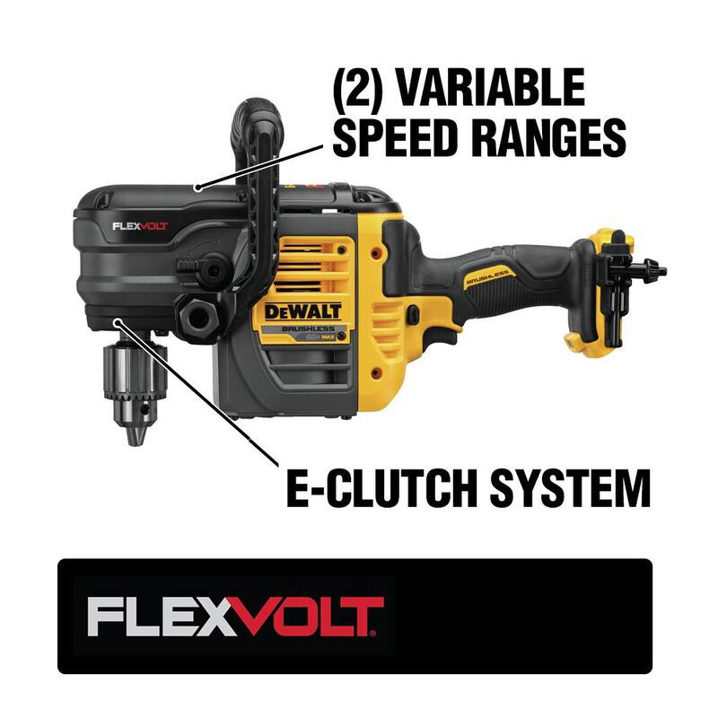 DEWALT FLEXVOLT 60V MAX Taladro inalámbrico sin escobillas para pernos y vigas de 1/2 pulg. con embrague electrónico (solo la herramienta) - DCD460B