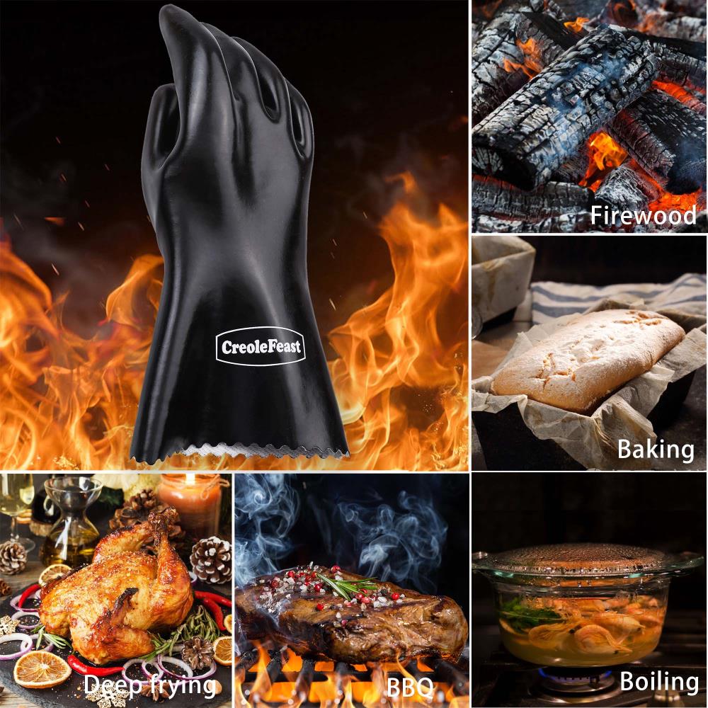 Fiesta Criolla Guantes de Parrilla de Caucho Negro Talla Única Ajustable TG1305