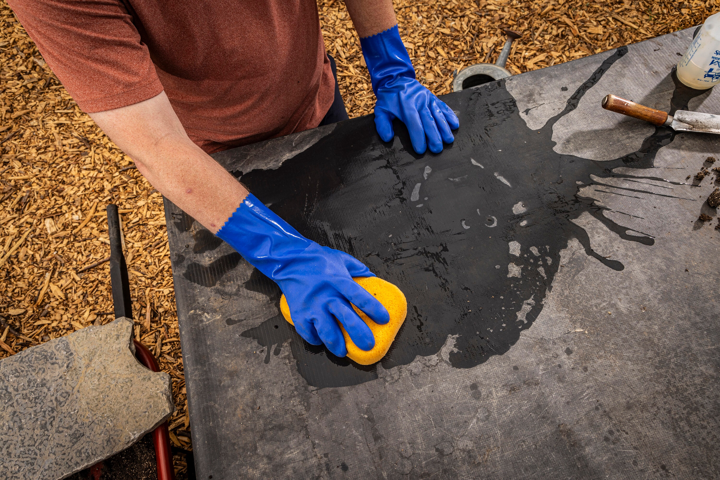 Guantes de hule azul de gran tamaño para manejo de productos químicos - 1 par