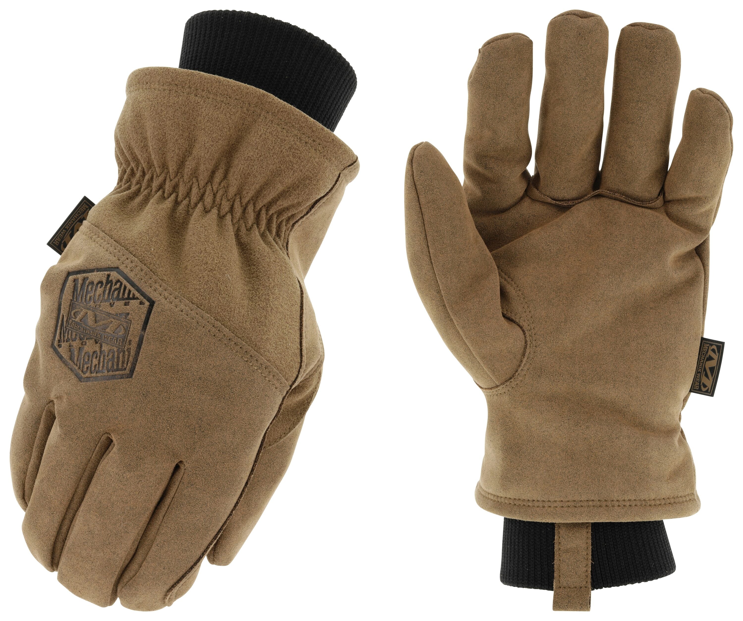 Guantes de piel sintética para clima frío en color café, tamaño grande - 1 par.