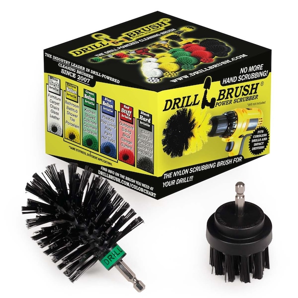 Cepillo para Parrilla de Barbacoa Drillbrush Mini Tamaño Negro Ultra Rígido de Limpieza Giratoria, PK 2 - K-S-2M-QC-DB