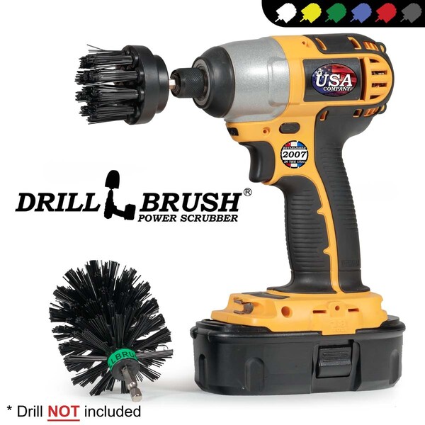 Cepillo para Parrilla de Barbacoa Drillbrush Mini Tamaño Negro Ultra Rígido de Limpieza Giratoria, PK 2 - K-S-2M-QC-DB