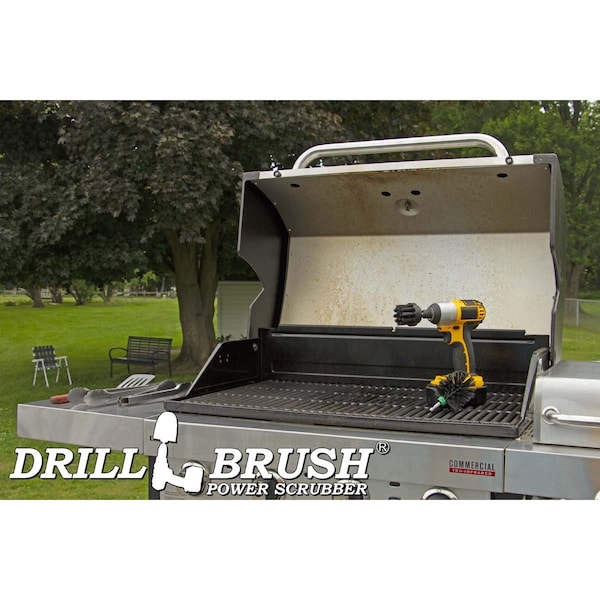 Cepillo para Parrilla de Barbacoa Drillbrush Mini Tamaño Negro Ultra Rígido de Limpieza Giratoria, PK 2 - K-S-2M-QC-DB