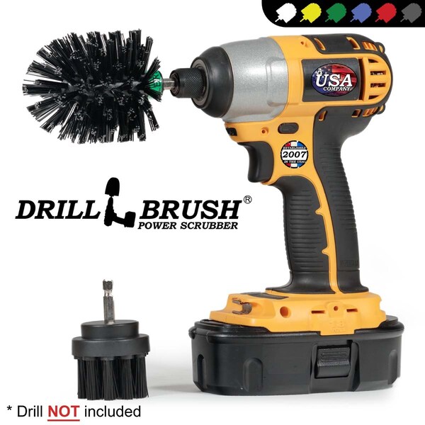 Cepillo para Parrilla de Barbacoa Drillbrush Mini Tamaño Negro Ultra Rígido de Limpieza Giratoria, PK 2 - K-S-2M-QC-DB