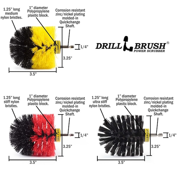 Cepillo de Taladro Power Scrubber de Useful Products 5 pulgadas de ancho 7 pulgadas de largo, Variedad - O-YRK-QC-DB