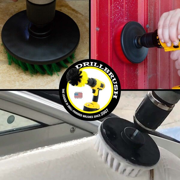 Cepillo Taladro Limpiador de Potencia por Useful Products 7 pulgadas de ancho 5 pulgadas de largo Cepillo, Variedad - 5IN-S-GRW-H-DB