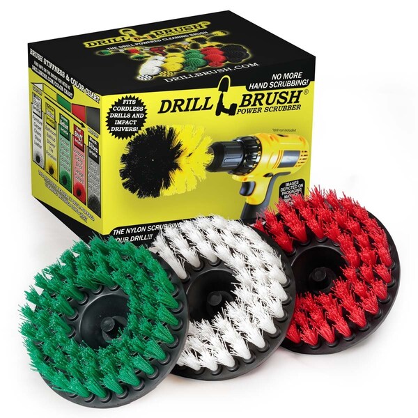 Cepillo Taladro Limpiador de Potencia por Useful Products 7 pulgadas de ancho 5 pulgadas de largo Cepillo, Variedad - 5IN-S-GRW-H-DB