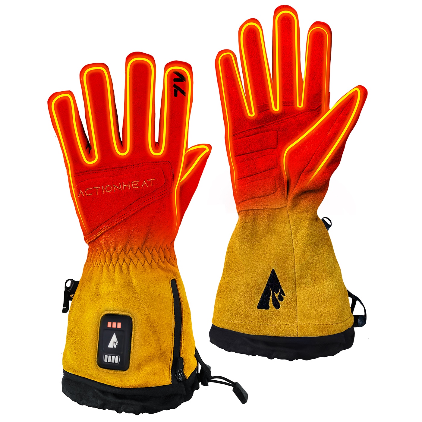 Guantes de cuero amarillo grande para clima frío de ActionHeat