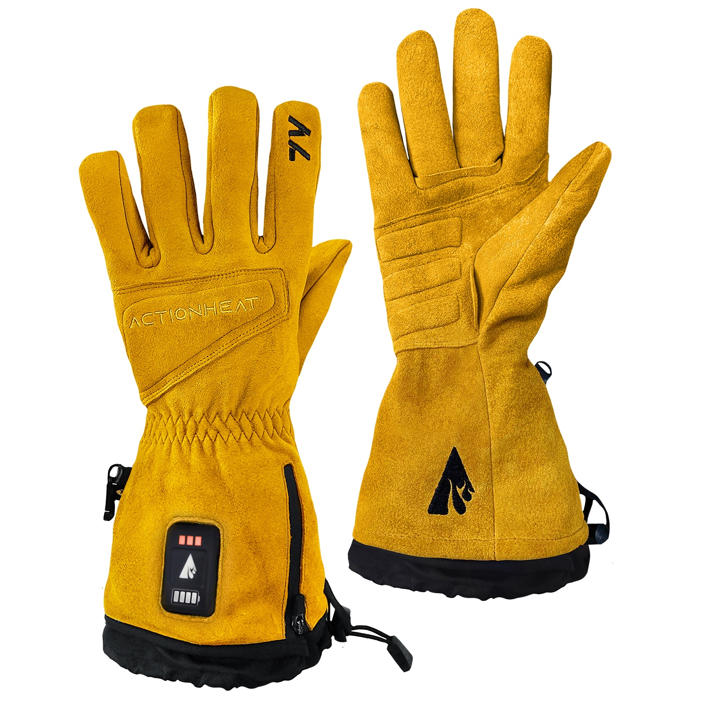 Guantes de cuero amarillo grande para clima frío de ActionHeat