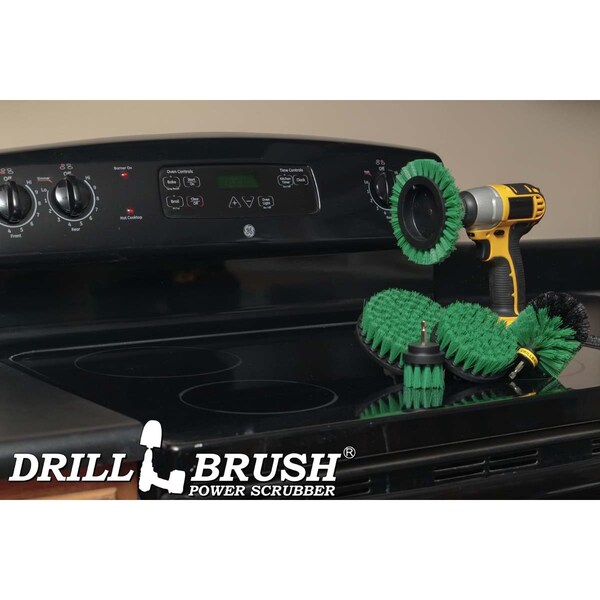 Cepillo de taladro Power Scrubber de Useful Products 5 in W 7 in L, color verde - G-S-E542O-QC-DB