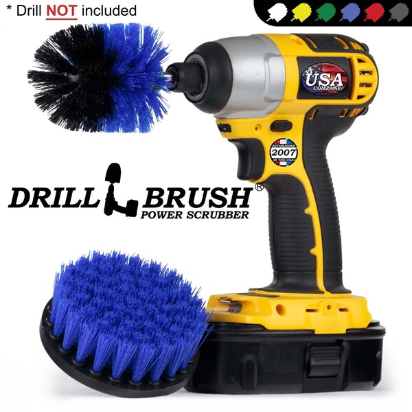 Cepillo Taladro Power Scrubber de Useful Products 5 in W 5 in L, Azul - B-S-4M-QC-DB