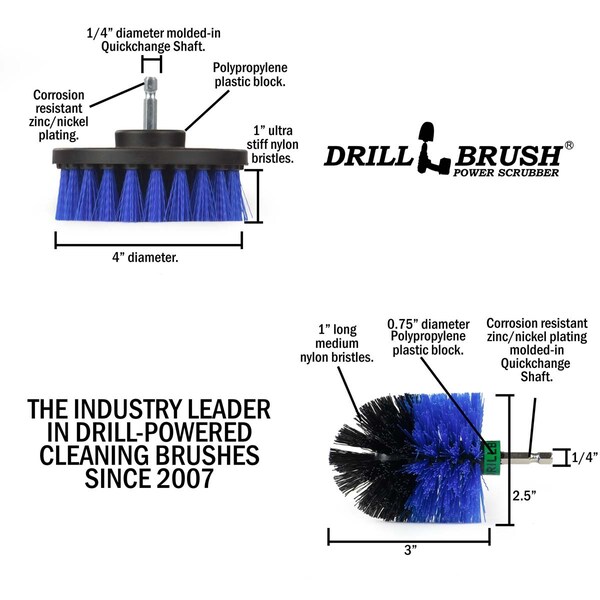 Cepillo Taladro Power Scrubber de Useful Products 5 in W 5 in L, Azul - B-S-4M-QC-DB