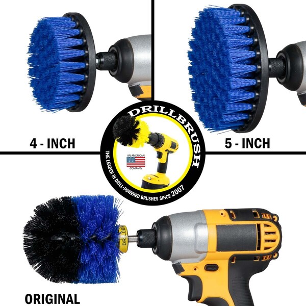 Cepillo de Taladro Power Scrubber de Useful Products 7 pulgadas de ancho 5 pulgadas de largo, Azul - B-S-54O-QC-DB