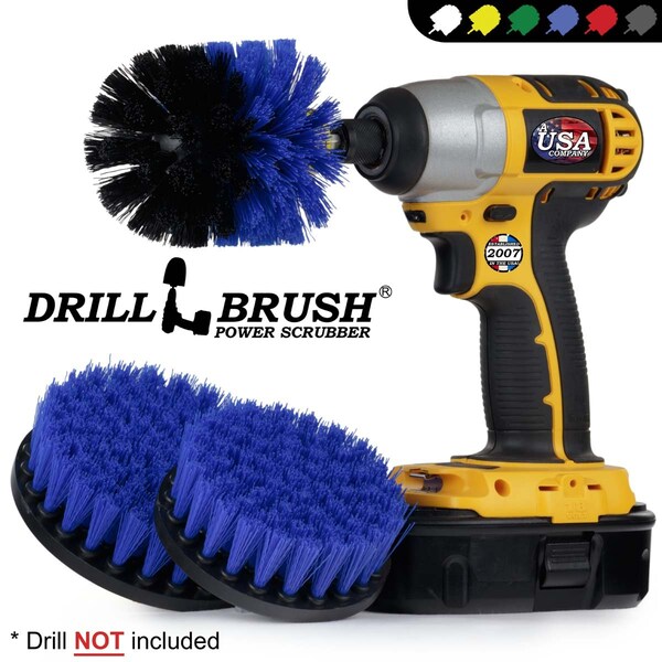 Cepillo de Taladro Power Scrubber de Useful Products 7 pulgadas de ancho 5 pulgadas de largo, Azul - B-S-54O-QC-DB