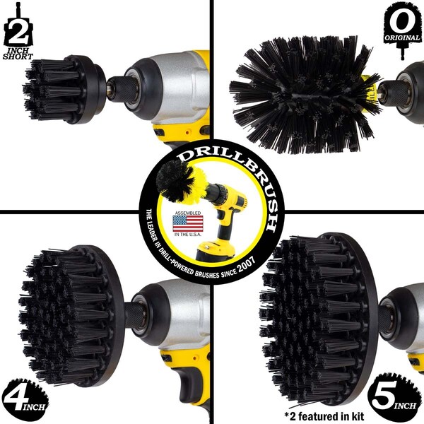 Cepillo Power Scrubber para taladro de Useful Products 5 pulgadas de ancho y 5 pulgadas de largo, color negro - K-S-5542O-QC-DB