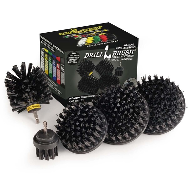 Cepillo Power Scrubber para taladro de Useful Products 5 pulgadas de ancho y 5 pulgadas de largo, color negro - K-S-5542O-QC-DB