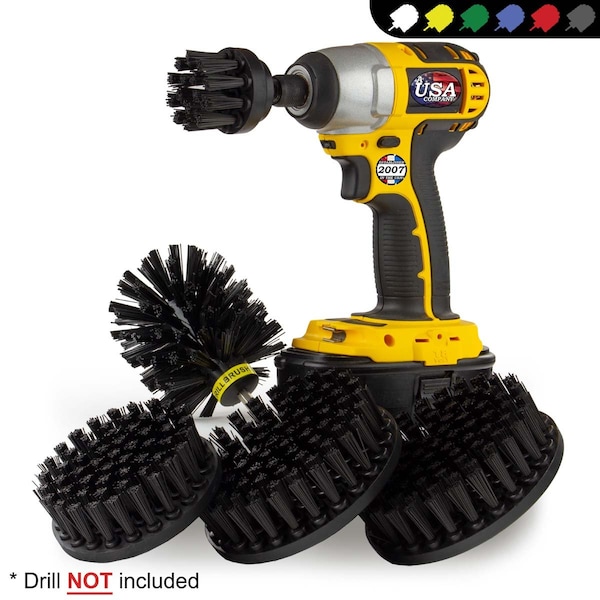 Cepillo Power Scrubber para taladro de Useful Products 5 pulgadas de ancho y 5 pulgadas de largo, color negro - K-S-5542O-QC-DB