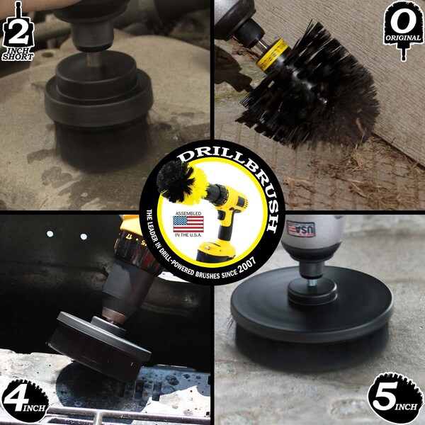 Cepillo Power Scrubber para taladro de Useful Products 5 pulgadas de ancho y 5 pulgadas de largo, color negro - K-S-5542O-QC-DB