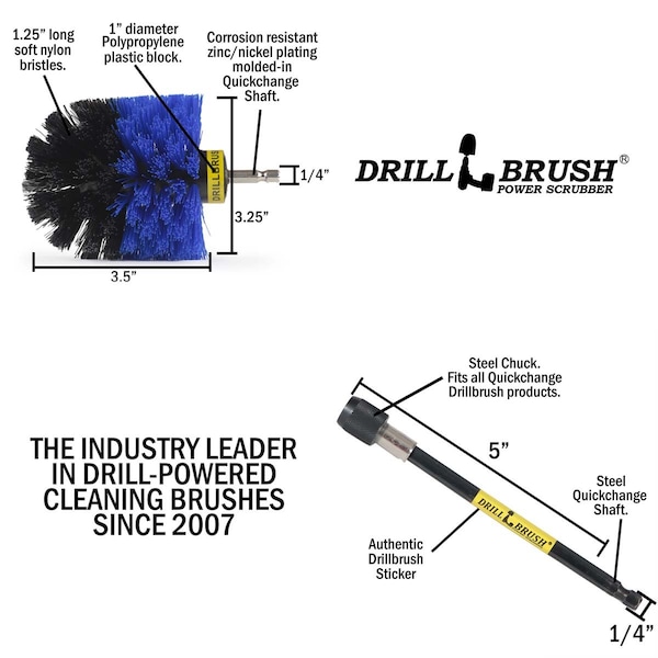 Suministros de limpieza Drillbrush - Algas - Tina caliente - Spa - Piscina - Cepillo de taladro - Carpe - O-B-5X-QC-DB