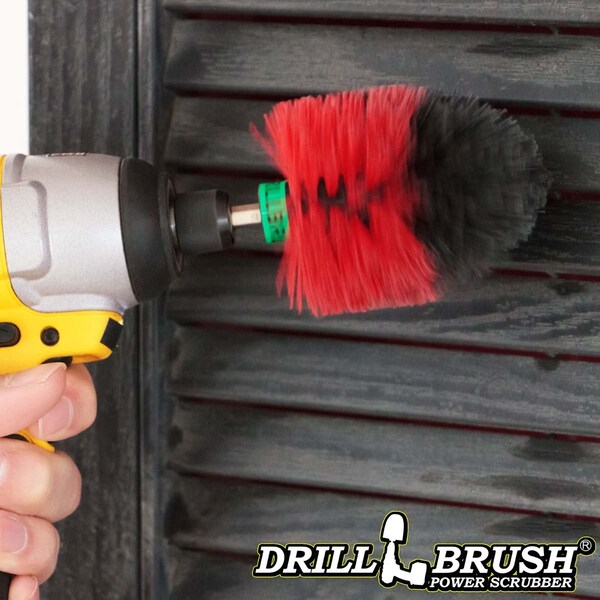 Cepillo para taladro Drillbrush - Cepillo para fregar al aire libre - Patio, concreto, albercas, bird bath - MINI-DB-RB