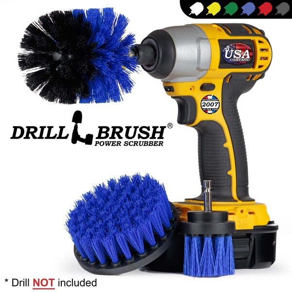 Cepillo Taladro Limpiador de Potencia de Useful Products 5 pulgadas de Ancho 5 pulgadas de Largo, Azul - B-4OS-2L-QC-DB