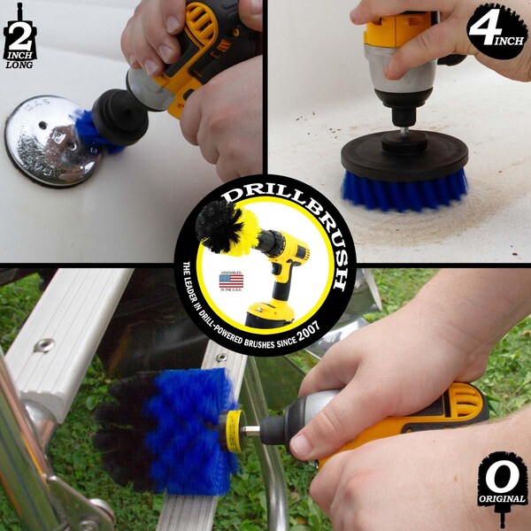 Cepillo Taladro Limpiador de Potencia de Useful Products 5 pulgadas de Ancho 5 pulgadas de Largo, Azul - B-4OS-2L-QC-DB