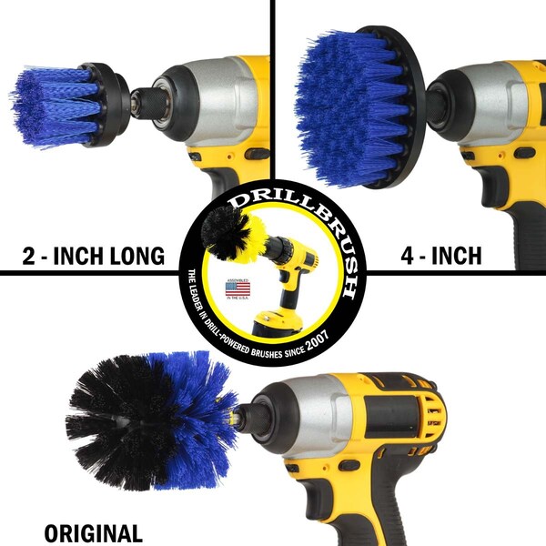 Cepillo Taladro Limpiador de Potencia de Useful Products 5 pulgadas de Ancho 5 pulgadas de Largo, Azul - B-4OS-2L-QC-DB