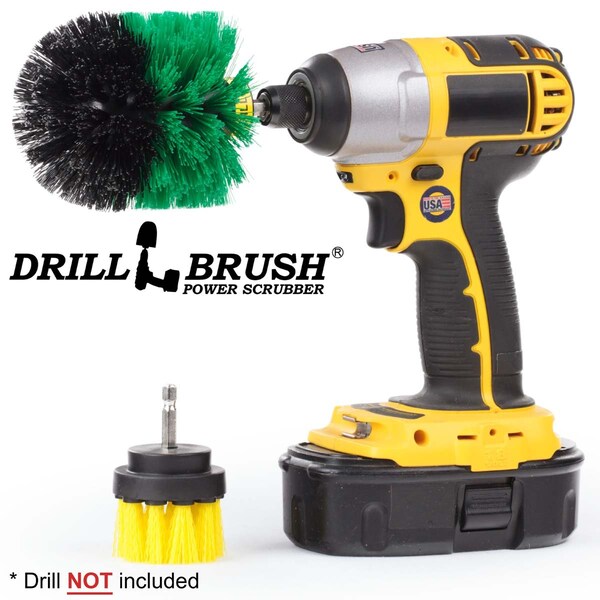 Cepillo giratorio de potencia Drillbrush para baño, azulejos y juntas con riel de ducha compacto - S-Y2GO-QC-DB