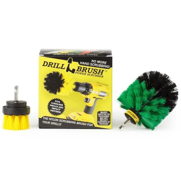Cepillo giratorio de potencia Drillbrush para baño, azulejos y juntas con riel de ducha compacto - S-Y2GO-QC-DB