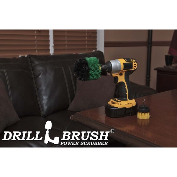 Cepillo giratorio de potencia Drillbrush para baño, azulejos y juntas con riel de ducha compacto - S-Y2GO-QC-DB