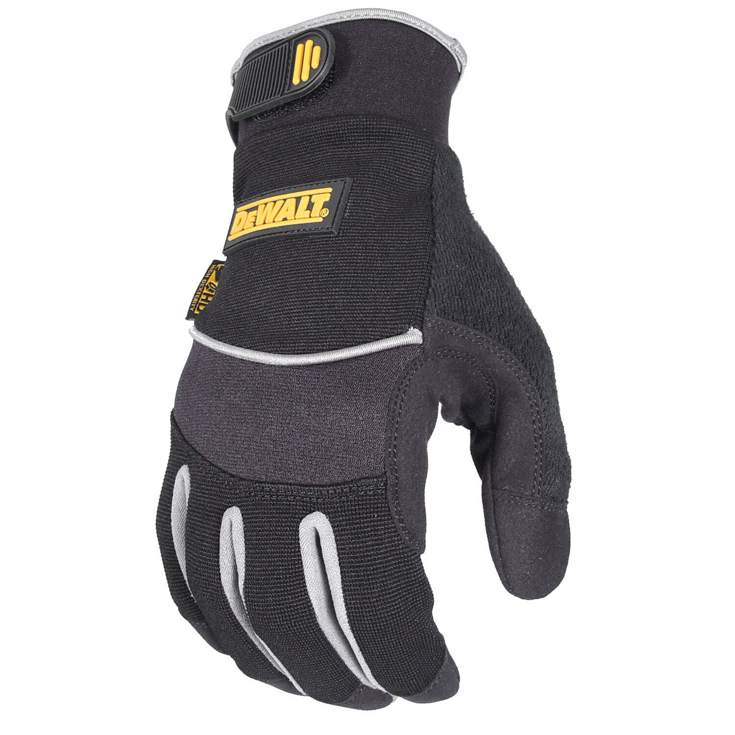 Guantes de reparación mecánica grandes de cuero sintético negro DEWALT DPG200L.