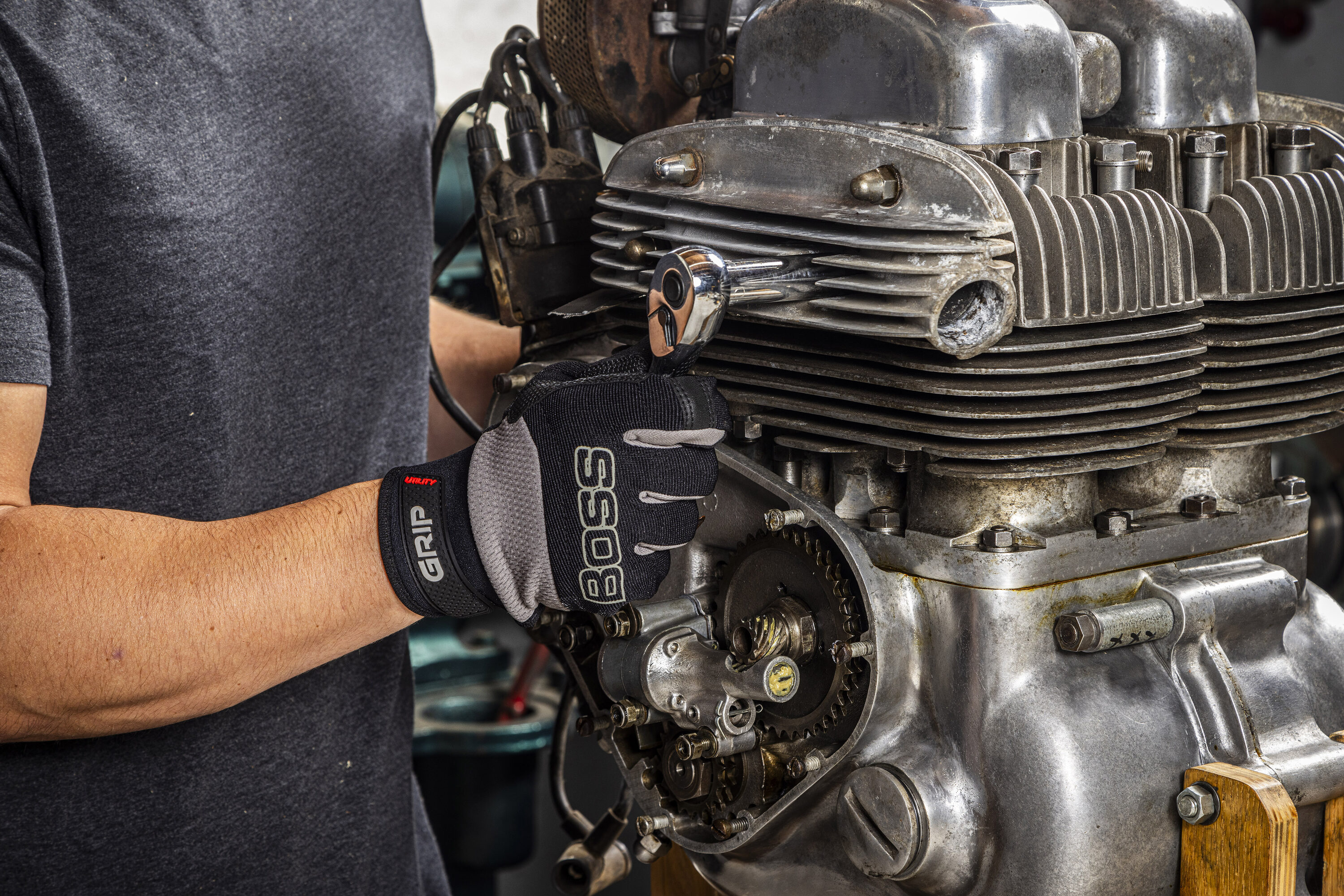 Guantes de construcción grandes de piel sintética negra para jefe - 1 par