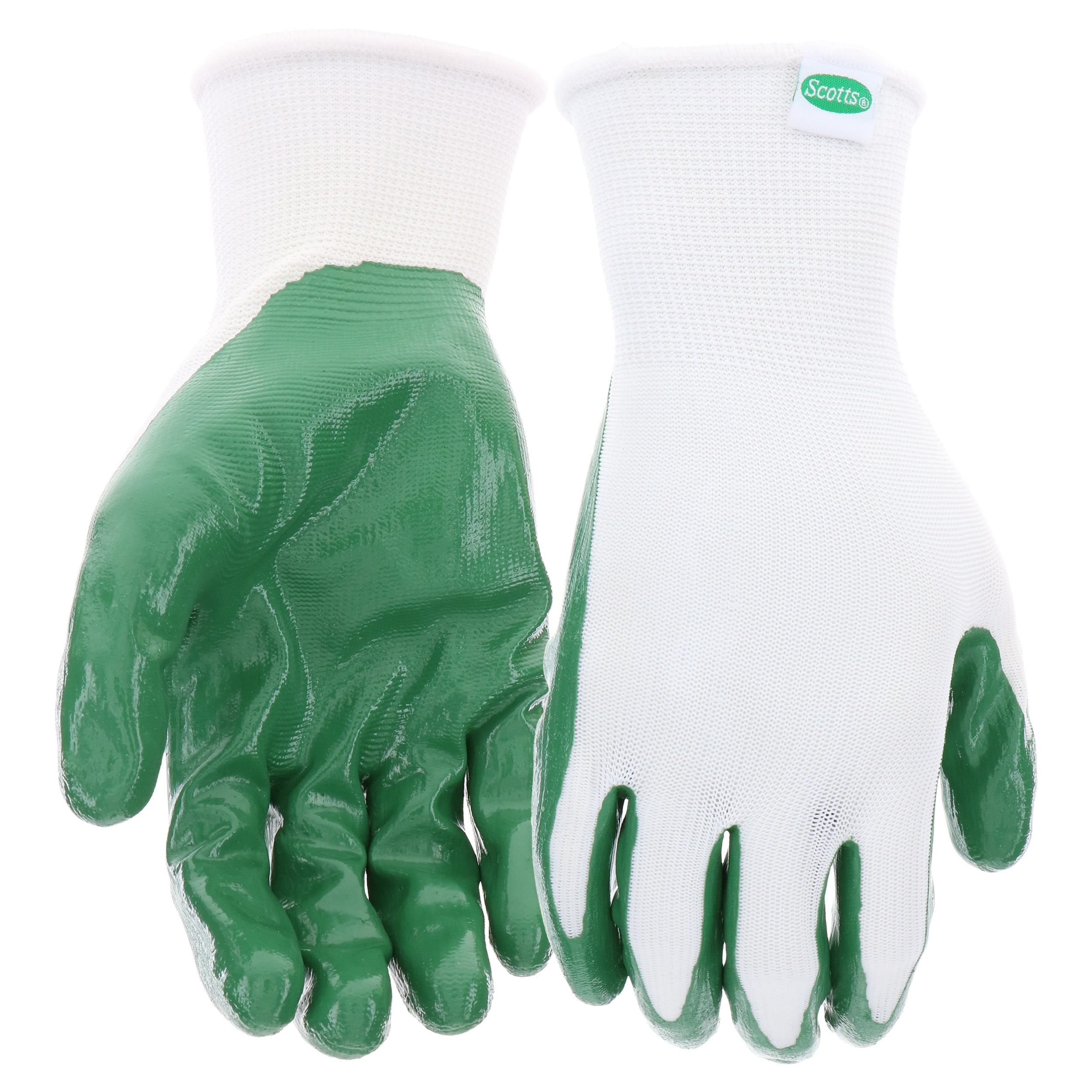 Guantes de jardinería de goma recubiertos de nitrilo blanco grandes de Scotts - 3 pares