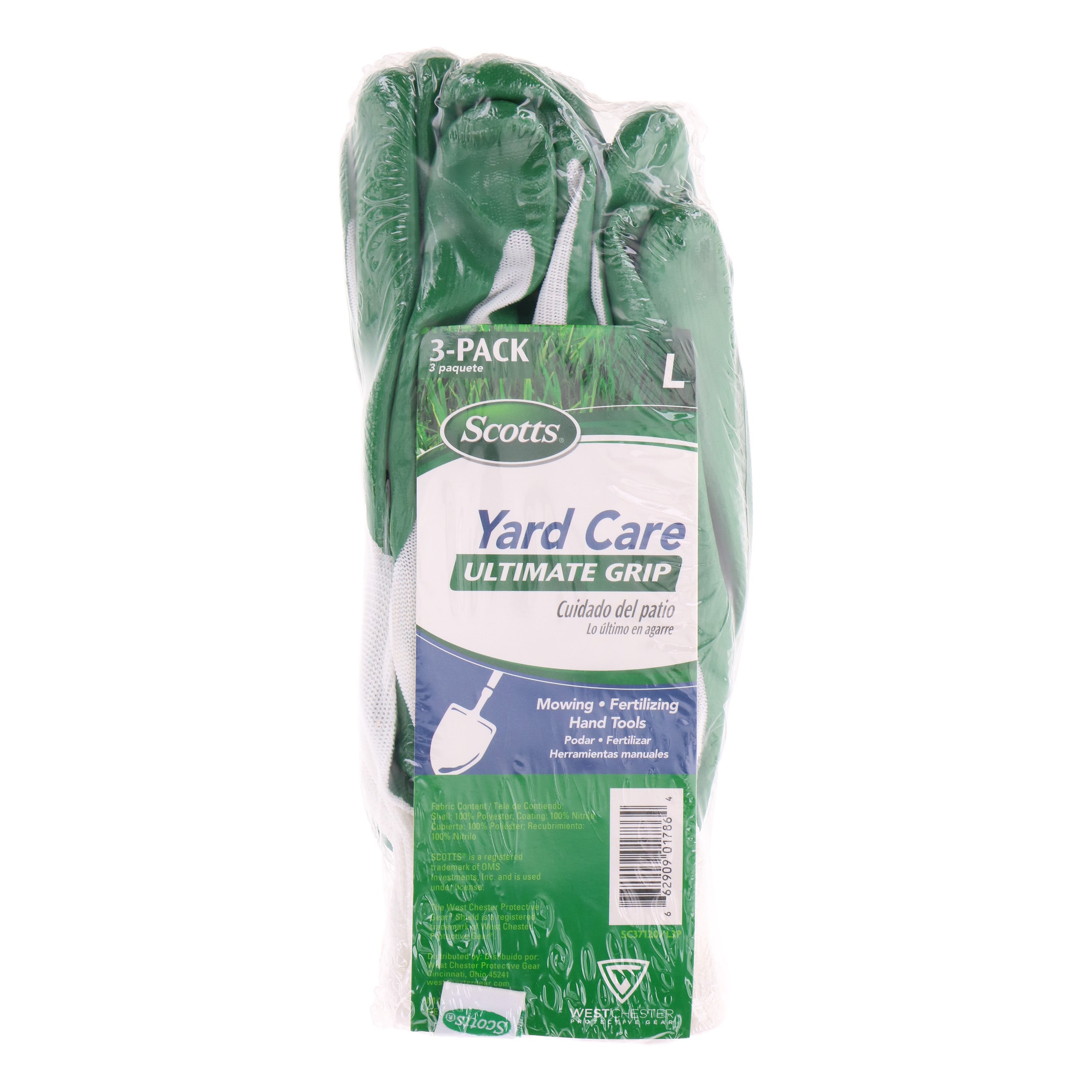 Guantes de jardinería de goma recubiertos de nitrilo blanco grandes de Scotts - 3 pares