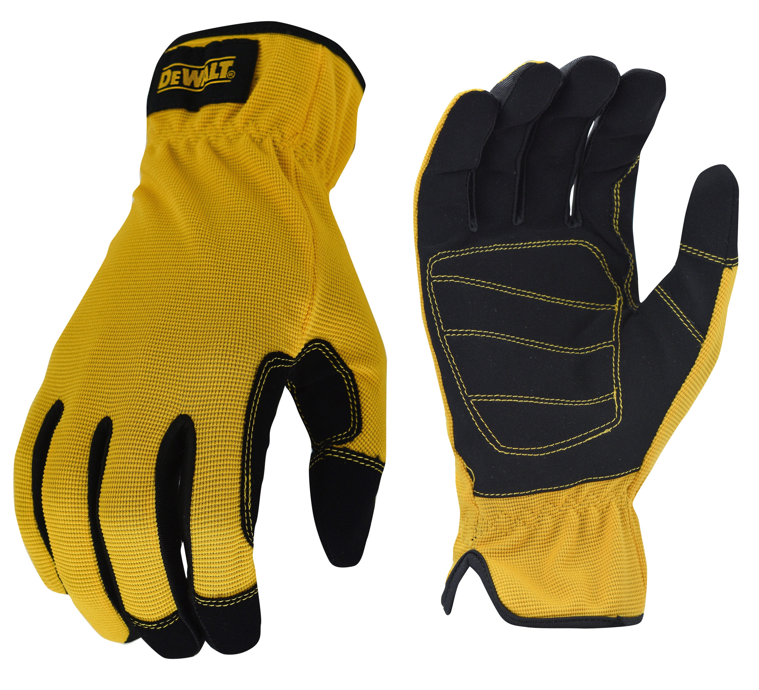 Guantes de reparación mecánica de cuero sintético amarillo grande DEWALT DPG222L.