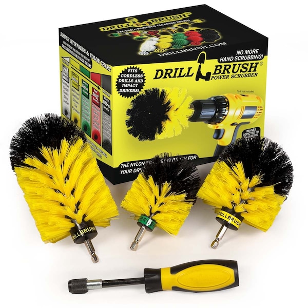 Cepillo eléctrico para taladro Drill Brush Power Scrubber de Useful Products 5 in W 7 in L Brush, Amarillo - Y-S-JOM-HD-QC-DB
