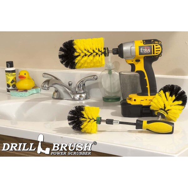 Cepillo eléctrico para taladro Drill Brush Power Scrubber de Useful Products 5 in W 7 in L Brush, Amarillo - Y-S-JOM-HD-QC-DB