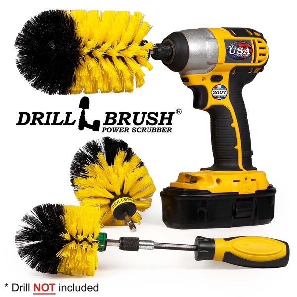 Cepillo eléctrico para taladro Drill Brush Power Scrubber de Useful Products 5 in W 7 in L Brush, Amarillo - Y-S-JOM-HD-QC-DB